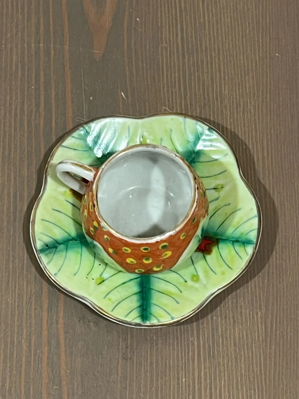 Vintage mini Strawberry cup & saucer Pioneer Village souvenir Made in Japan